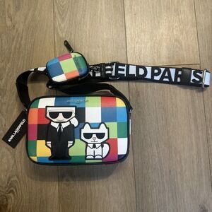Karl Lagerfeld‎ Paris Maybelle Multicolor Crossbody Camera Bag Handbag New